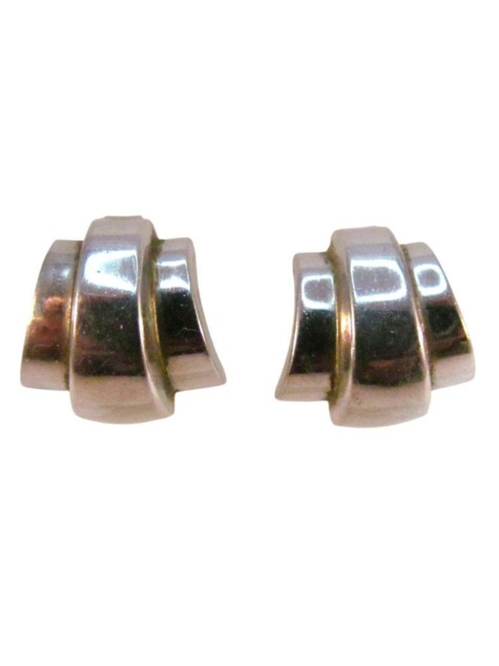 Vintage Signed Coro Silver Tone Metal Screw Back Earrings